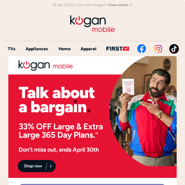 33% OFF˜ Kogan Mobile's biggest data plans