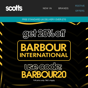 Grab an extra 20% off Barbour International 🤑