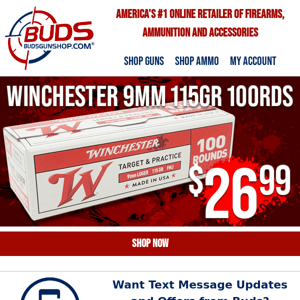 Winchester 100rd 9mm Restocked, Still $26.99!