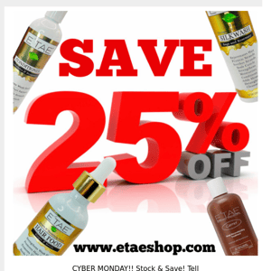 Save 25 % off! CYBER MONDAY Price Drop!