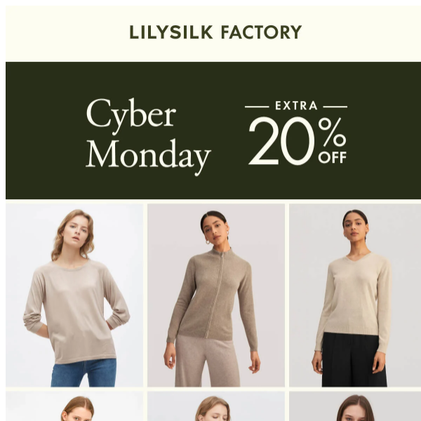 LILYSILK Factory: Silk knitted long sleeves from $52; we suggest shopping now