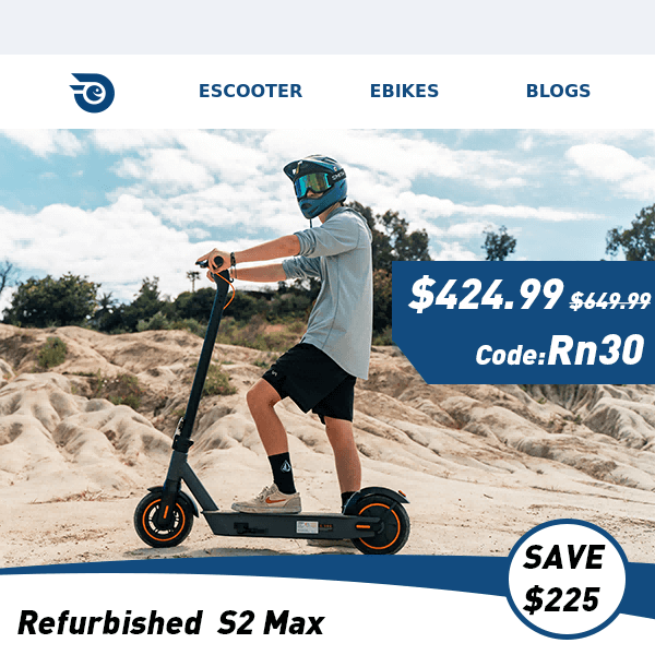 Unbeatable prices on refurbished S2Max and KS4Pro electric scooters, starting at just $454.99! and $369.99!