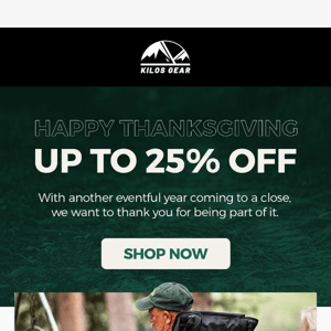 Happy Thanksgiving! Plus up to 25% Savings