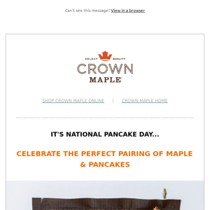 Crown Maple Celebrates National Pancake Day with NEW Maple Sugar Pancake Mix, Save 15%