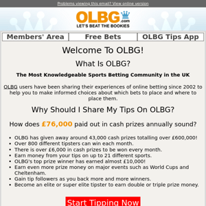 For Joining - OLBG.com - Beat The Bookies
