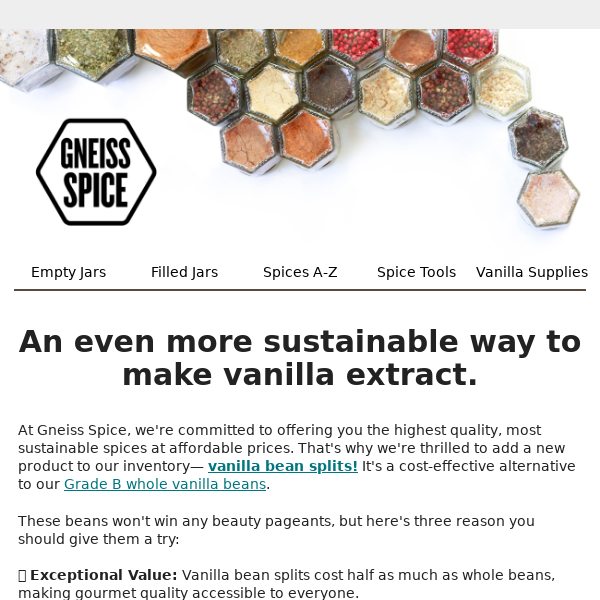 NEW! Save 50% with vanilla bean "splits"
