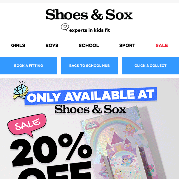 You can only get these great school & sport styles at Shoes & Sox