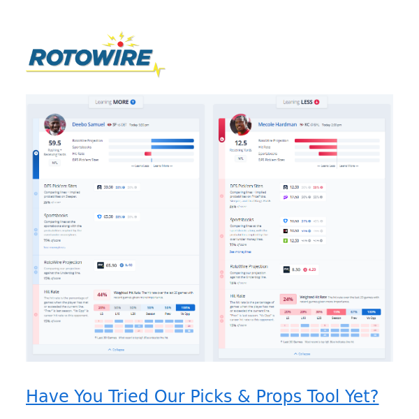 RotoWire Picks & Props Tool: Try It FREE For A Limited Time