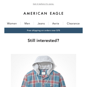 AE Super Soft Hooded Flannel is going to look great on you!