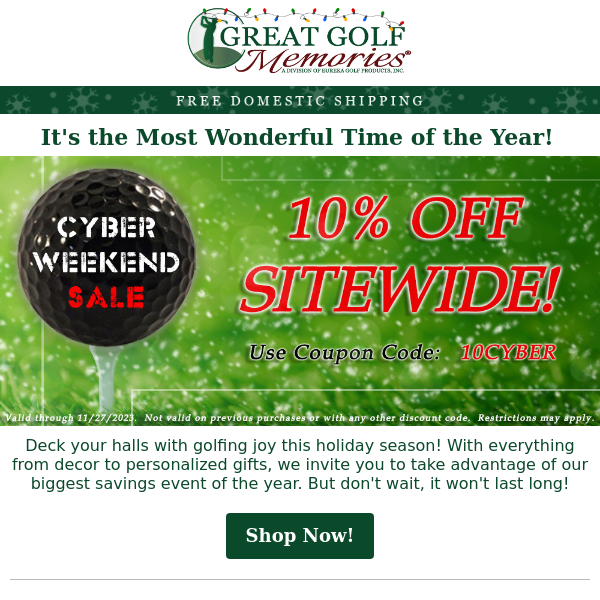 🌟 Cyber Week Special: Get 10% Off and Gift the Joy of Golf! ⛳🎁🎉