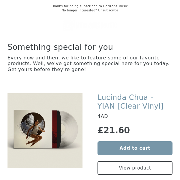 NEW! Lucinda Chua - YIAN [Clear Vinyl]