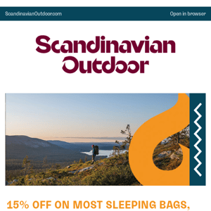 Club member discount: 15% Off on most sleeping bags, backpacks, and hiking boots!