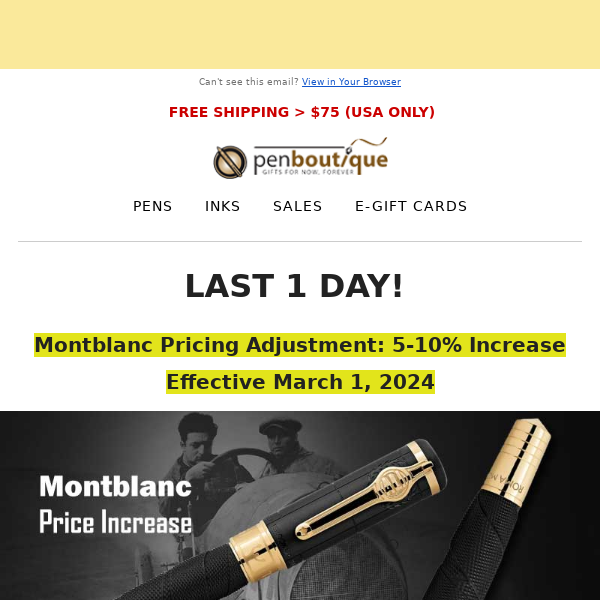 ALERT: Montblanc Price increase