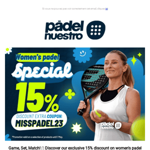 Get your 15% discount with the coupon MISSPADEL23 and become a queen of the court! 👑🎾💪