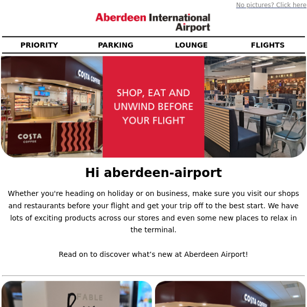 Shop, eat and unwind before your flight Aberdeen Airport 🛍️