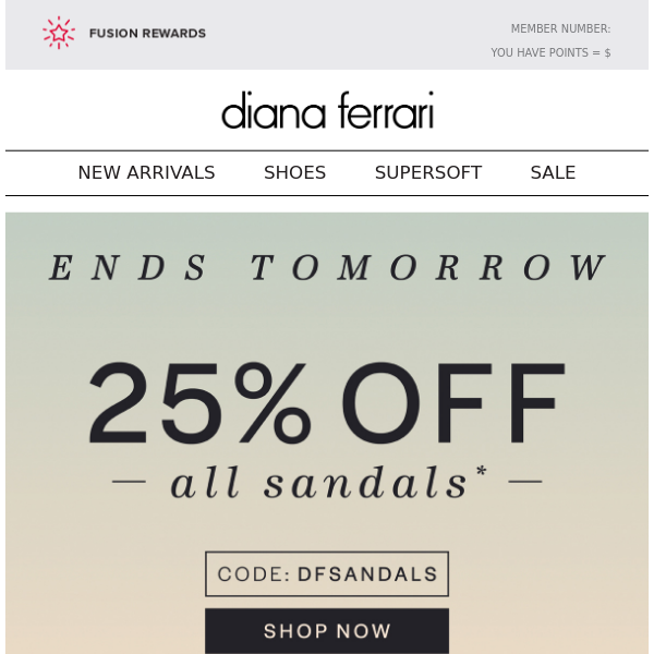 Ends Tomorrow! 25% Off All Sandals