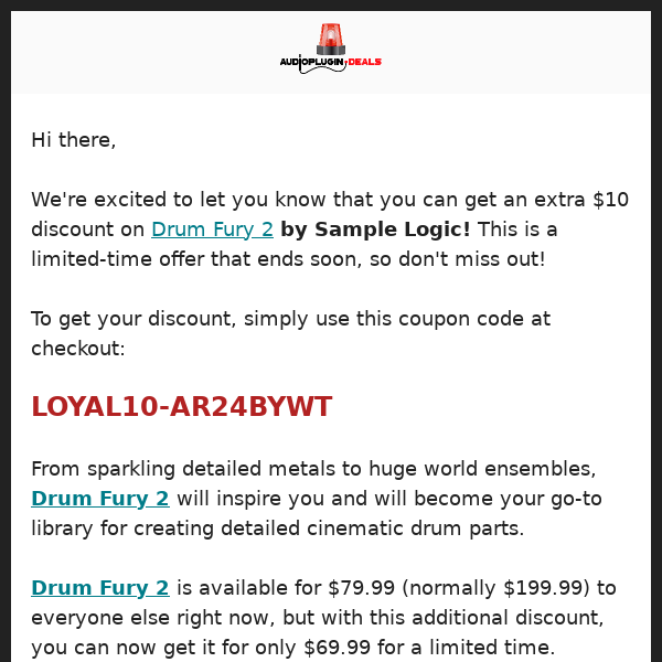 🔔Get an extra $10 Off Drum Fury 2!