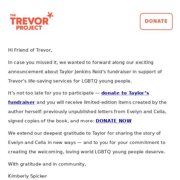 NYT Bestselling Author, Taylor Jenkins Reid Supports Trevor