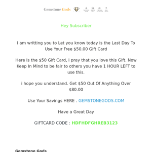 Hey Subscriber   Last Chance To Claim Your Free $50 Gift Card