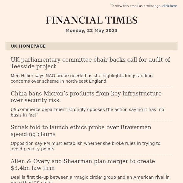 In Today's FT: UK parliamentary committee chair backs call for audit of Teesside project...