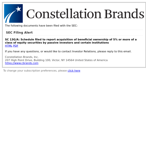 SEC Filing Alert for Constellation Brands, Inc.