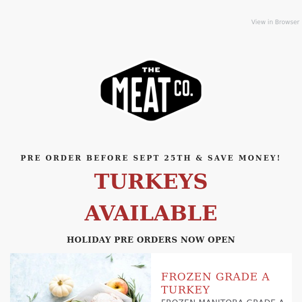 Thanksgiving PRE ORDERS - Turkeys + Roasts available