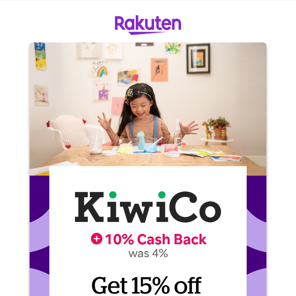KiwiCo: 10% Cash Back + Get 15% off a 3+ month prepaid subscription