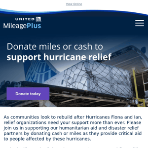 Donate miles or cash to support hurricane relief