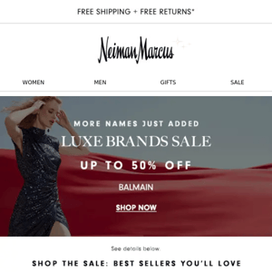 50% off designers you love during Luxe Brands Sale