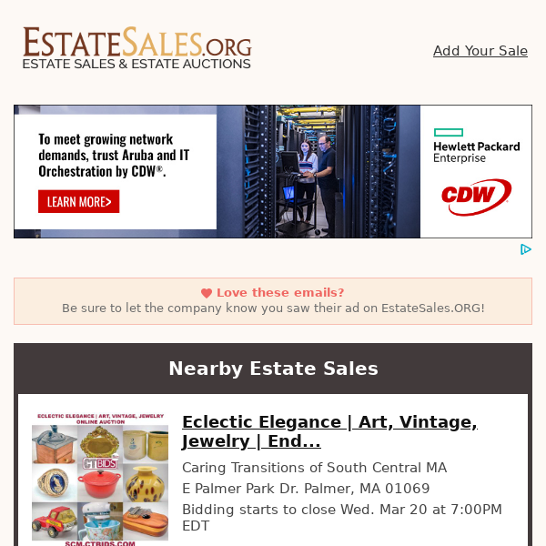 Your daily estate sales on EstateSales.org