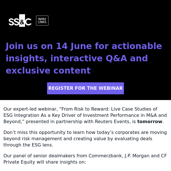 Time is running out – register for our webinar.