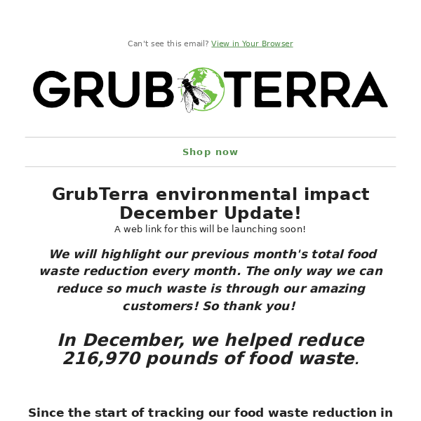 GrubTerra's Environmental Impact in December!