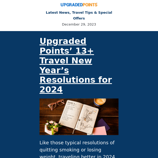 Our travel New Year's Resolutions, $125 Amex Offer, Hilton credits, and more news...