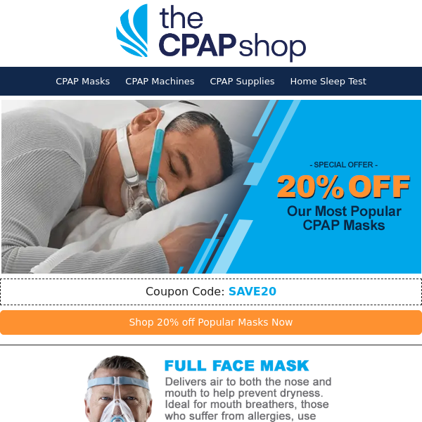 Last Chance! 20% Off CPAP Masks Ends Tonight