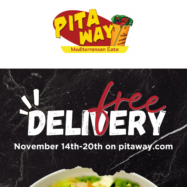 Get Pita Way Delivered to the Office.... FOR FREE!