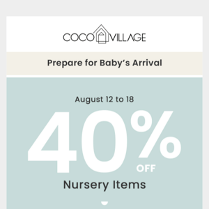For 7 days, 40% off on baby products! ﻿🔮