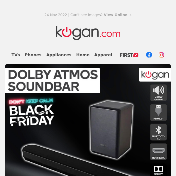 Black Friday: Dolby Atmos Soundbar & Wireless Subwoofer Only $299!