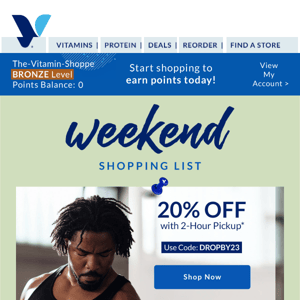 The Vitamin Shoppe: Save 20% with 2-Hour Pickup!
