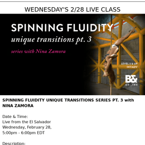 Back to Spin with Nina this Wednesday 2/28