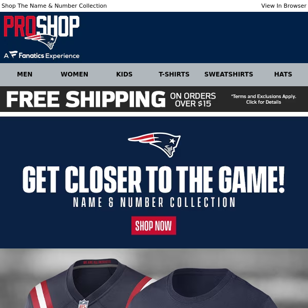 Own Official Player Apparel With Free Shipping
