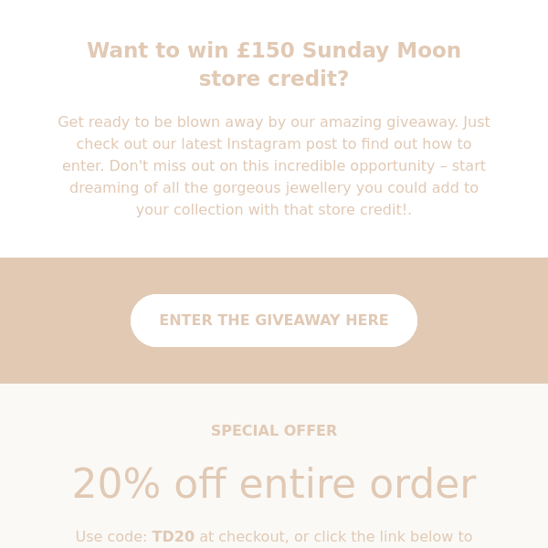 Win £150 Store Credit & Get 20% Off at Sunday Moon Jewellery! 🎁💍