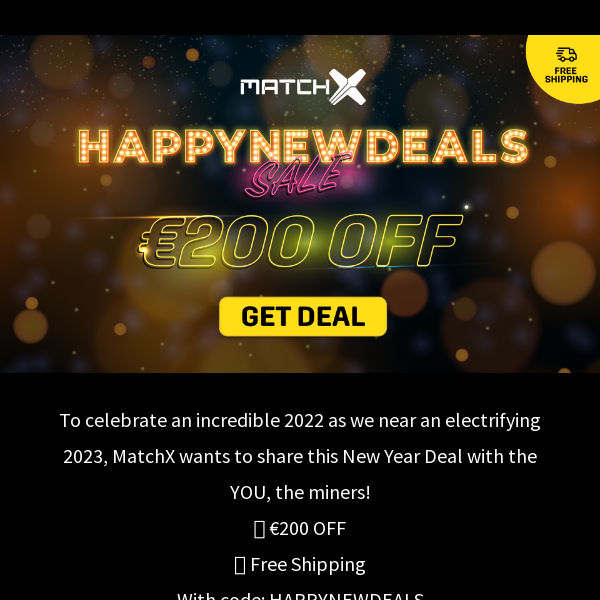 €200 Off PLUS Free Shipping 🥳 Happy New Deals Sale