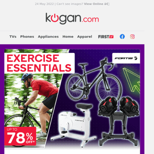 Kogan Fitness Frenzy! Up to 78% OFF Exercise Bikes | Plus Spin Bikes, Cross Trainers