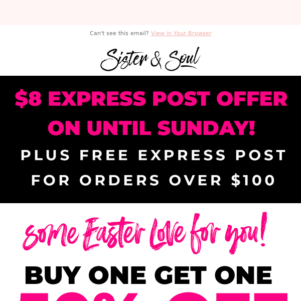 💗 Buy 1 Get 1 50% Off EASTER 💗 Ends Sunday!