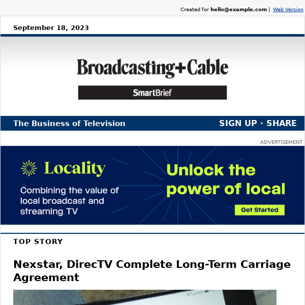 Nexstar, DirecTV Complete Long-Term Carriage Agreement; Magna Sees Improved Ad Market With Little Help for Traditional TV