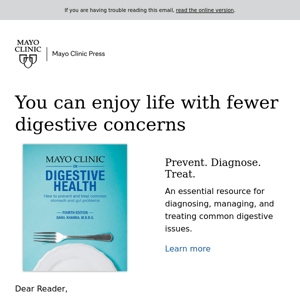 Mayo Clinic experts on everything from healthy digestion to cancer