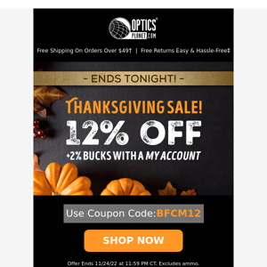 12% off Thanksgiving Sale Still Going On!