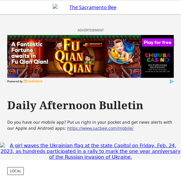 Rally in Sacramento as Ukraine war hits 1-year + Kings win historic shootout + Prep basketball