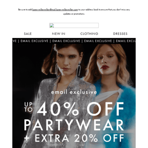 Ends Midnight | Up to 40% off partywear + 20% off partywear​  ​