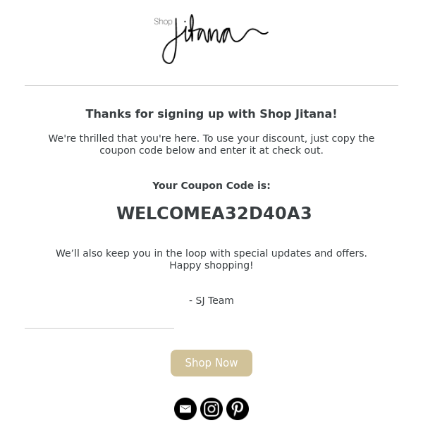 Thanks for signing up with Shop Jitana!